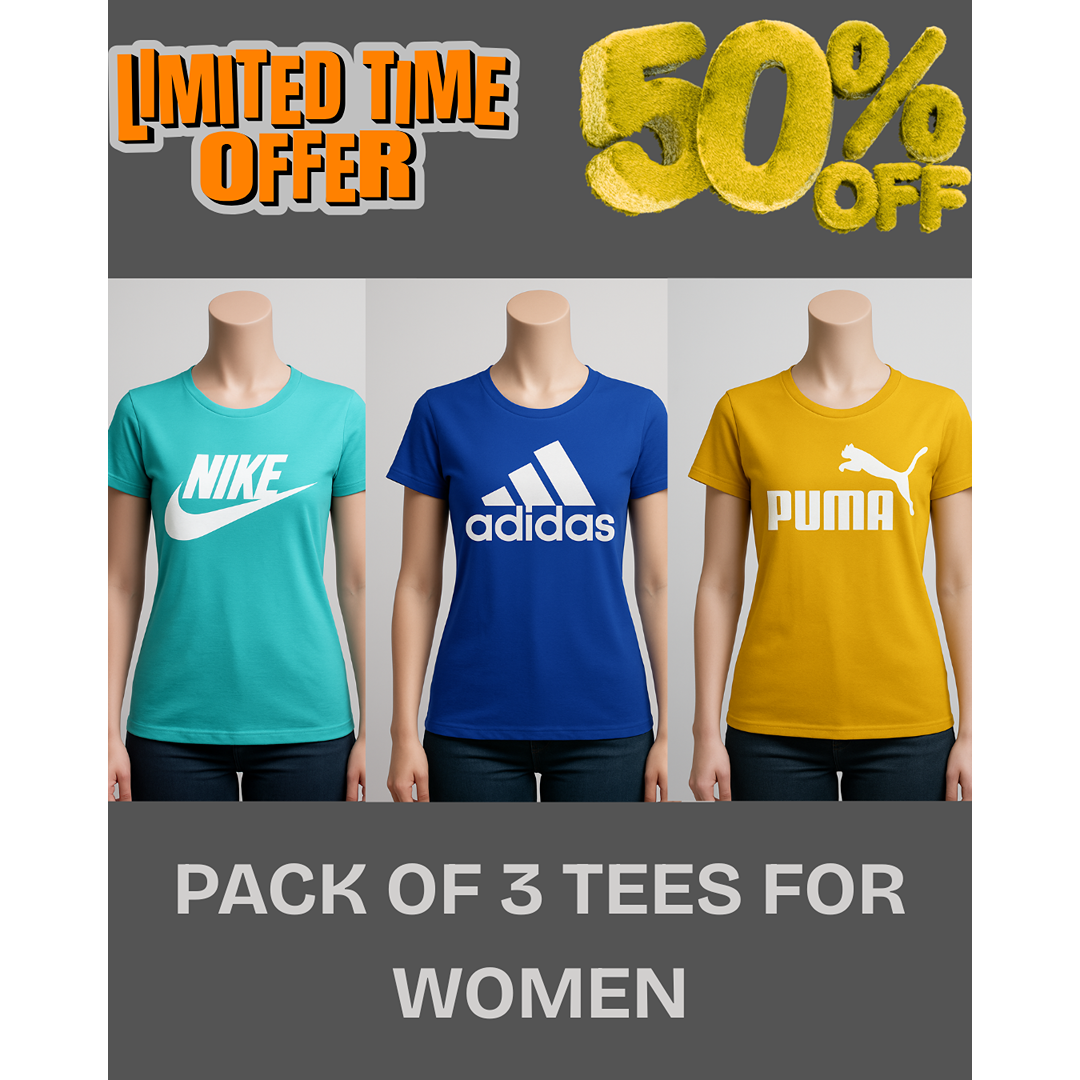 Women’s Half Sleeve Jersey Printed Tees – Pack of 3