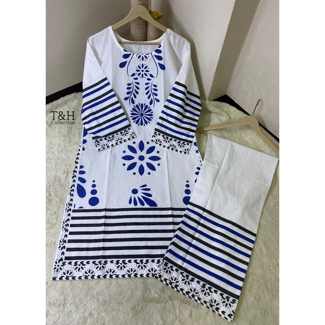 Digital Block Print 2-Piece Suit – Soft Cotton