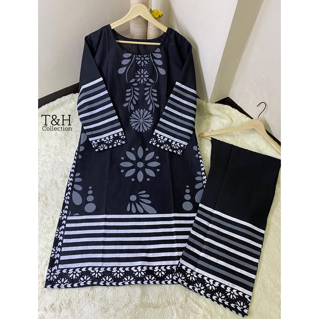 Digital Block Print 2-Piece Suit – Soft Cotton
