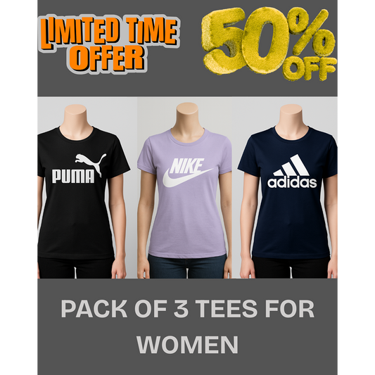 Women’s Half Sleeve Jersey Printed Tees – Pack of 3