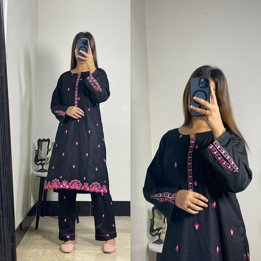 Cotton Embroidered 2-Piece Partywear Suit