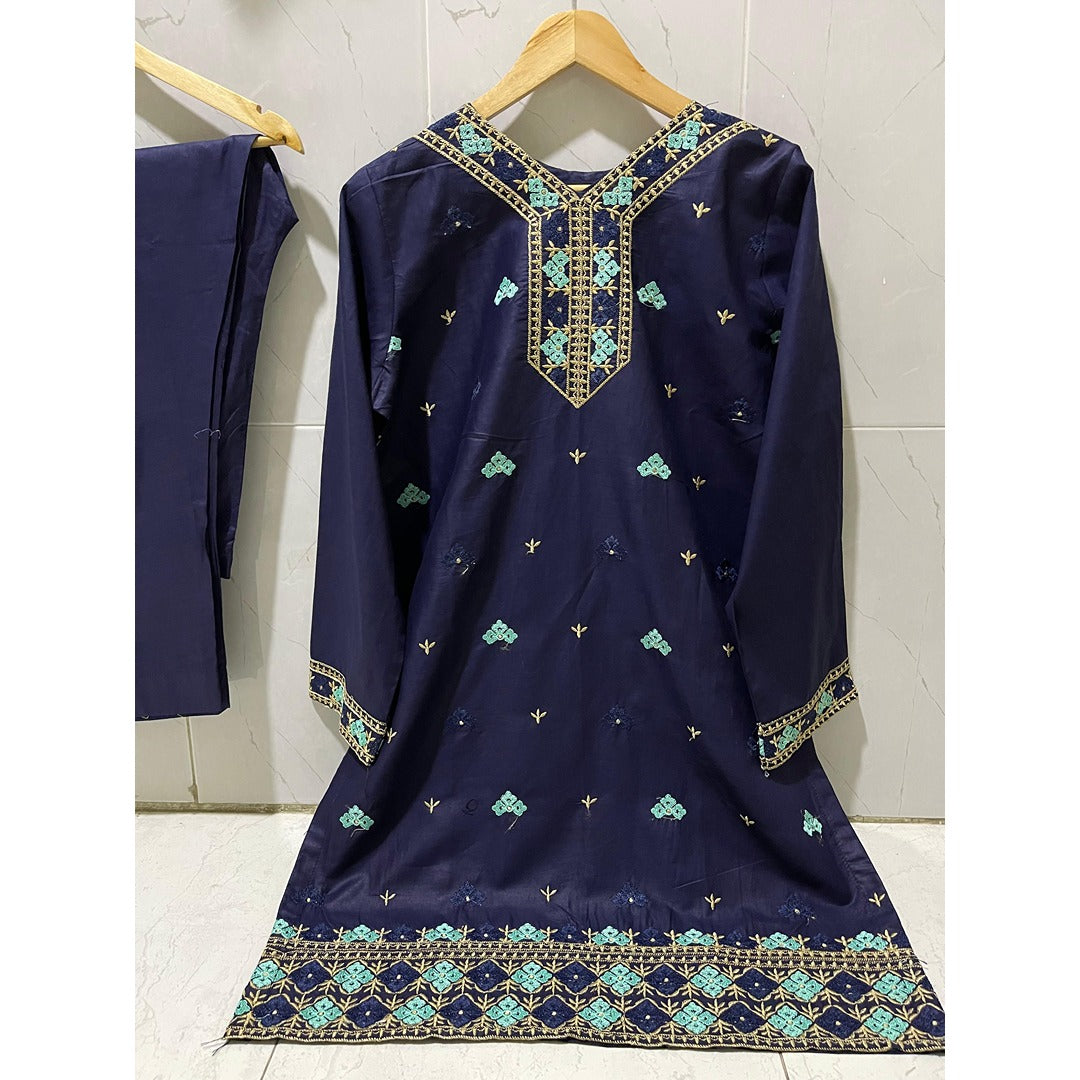 Cotton Embroidered 2-Piece Suit
