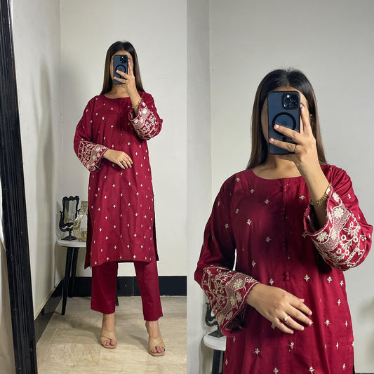 Cotton Embroidered Partywear 2-Piece