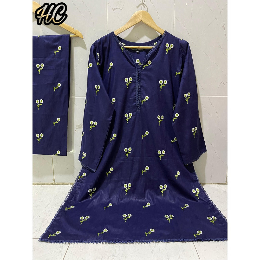 Cotton Partywear Embroidered 2-Piece Suit