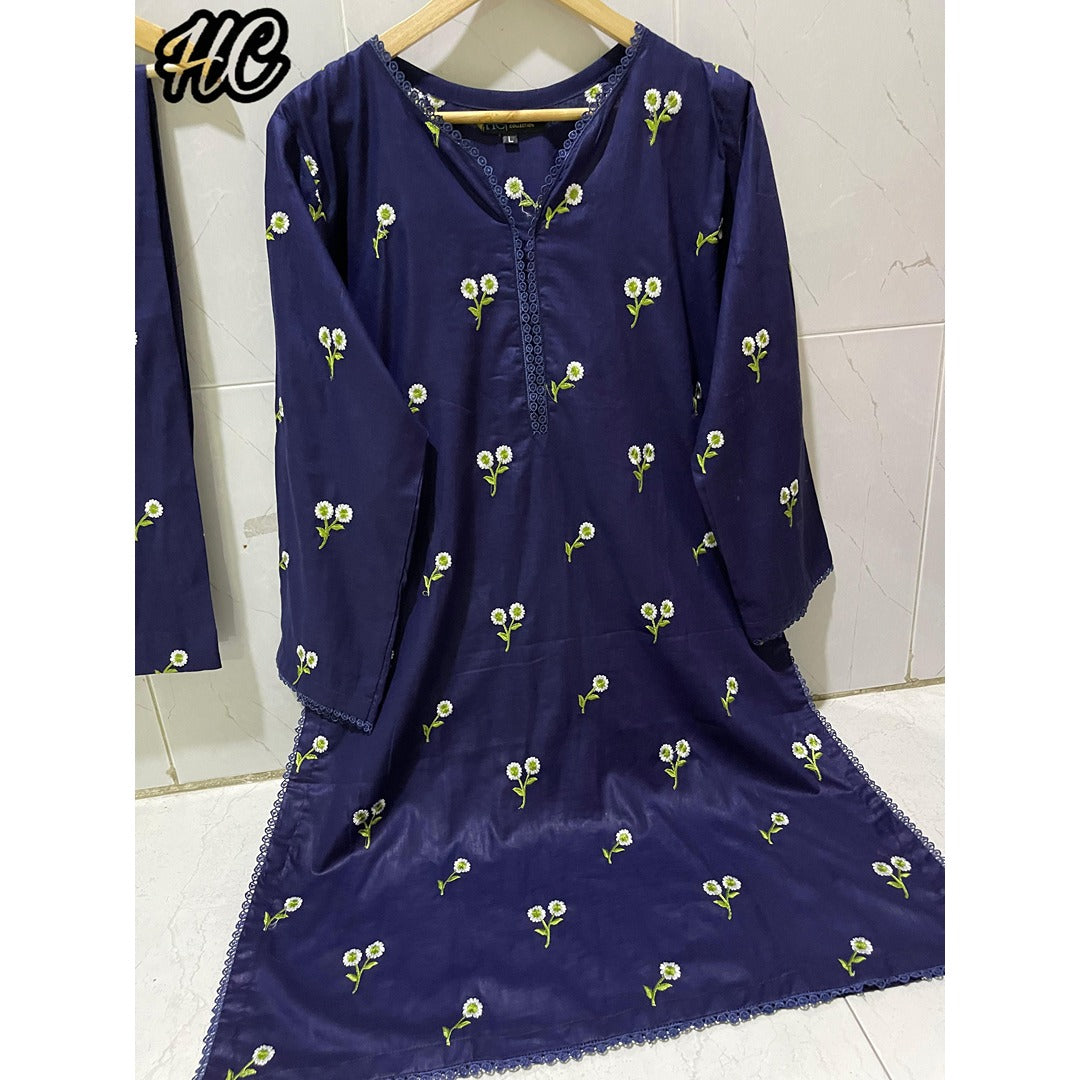 Cotton Partywear Embroidered 2-Piece Suit