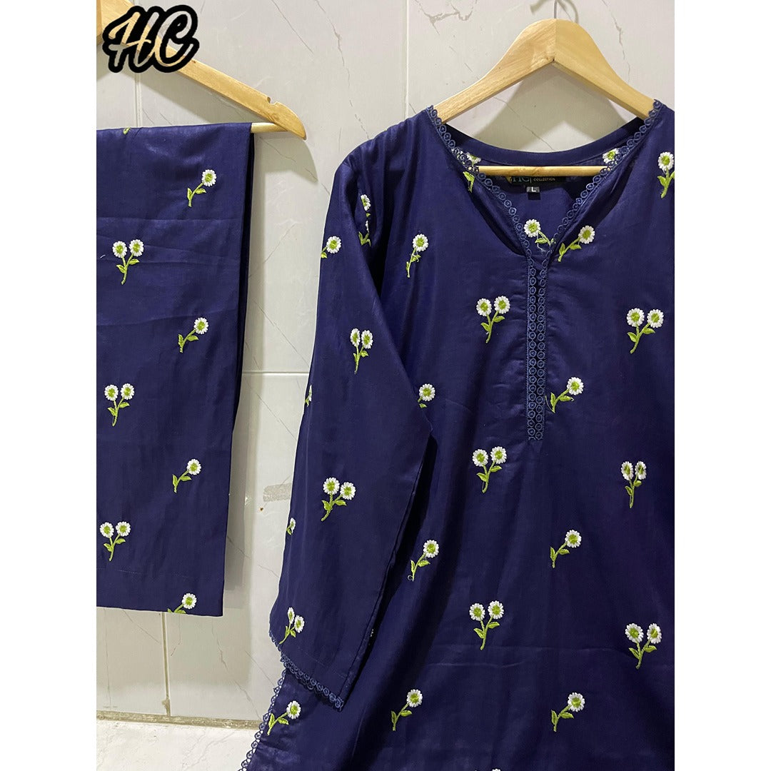 Cotton Partywear Embroidered 2-Piece Suit