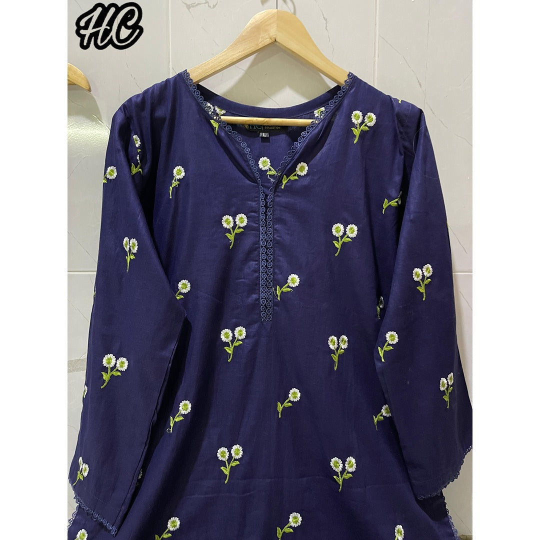 Cotton Partywear Embroidered 2-Piece Suit