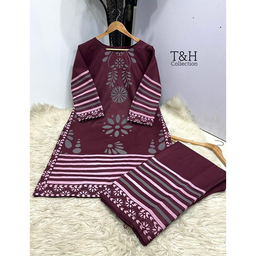Digital Block Print 2-Piece Suit – Soft Cotton