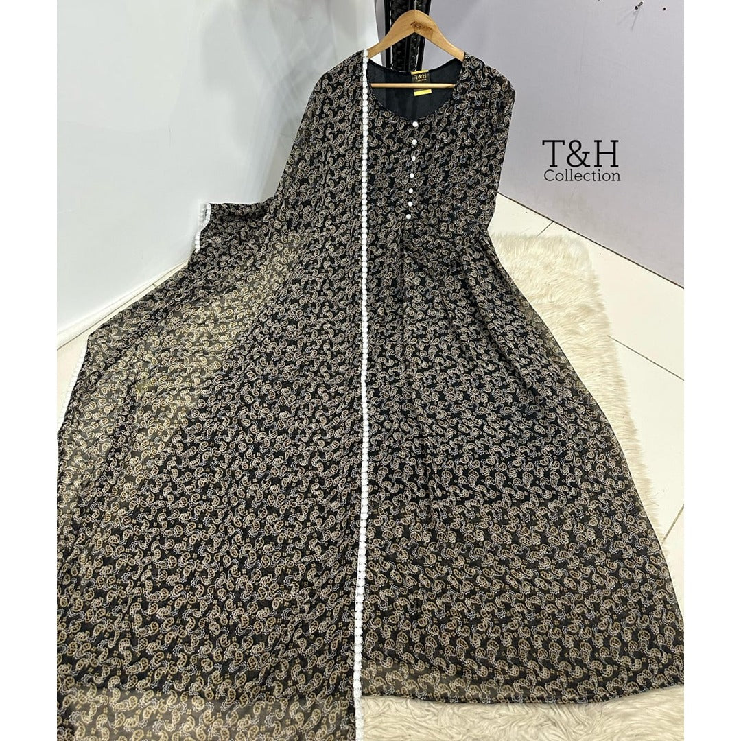 Elegant Chiffon Maxi with Matching Dupatta – New Arrival ✨