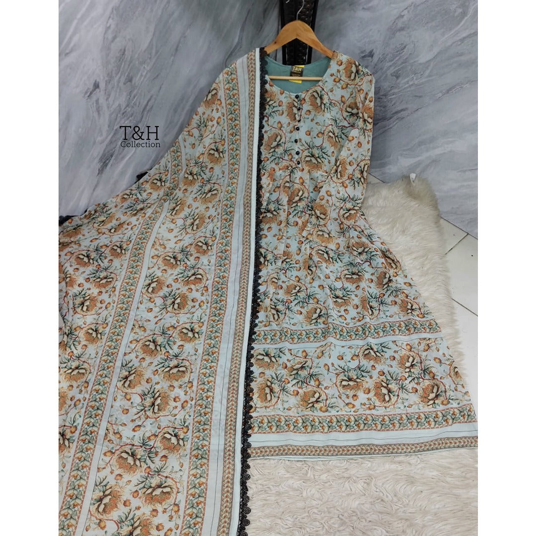 Elegant Chiffon Maxi with Matching Dupatta – New Arrival ✨