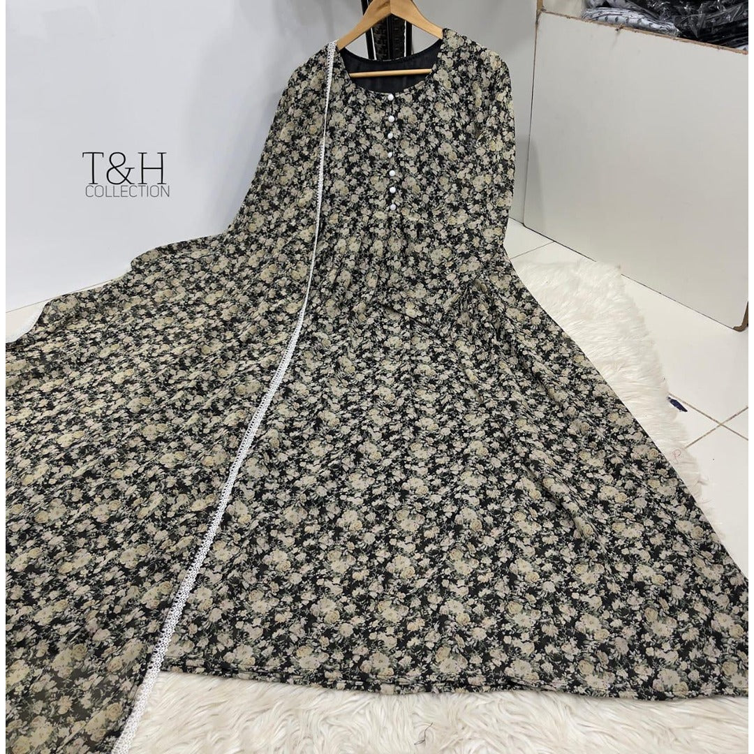 Elegant Chiffon Maxi with Matching Dupatta – New Arrival ✨
