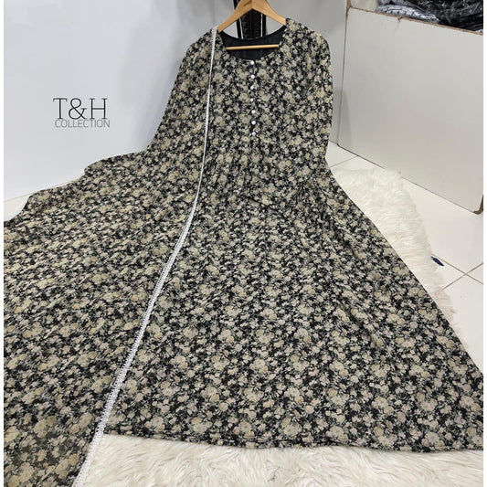 Elegant Chiffon Maxi with Matching Dupatta – New Arrival ✨
