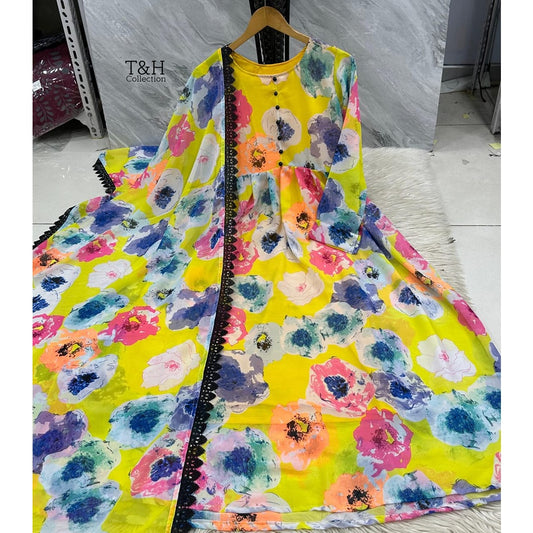Elegant Chiffon Maxi with Matching Dupatta – New Arrival ✨