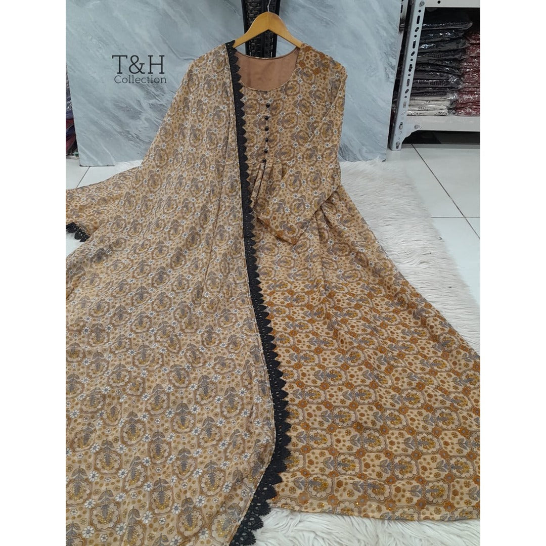 Elegant Chiffon Maxi with Matching Dupatta – New Arrival ✨