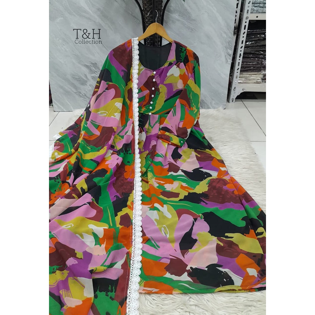 Elegant Chiffon Maxi with Matching Dupatta – New Arrival ✨