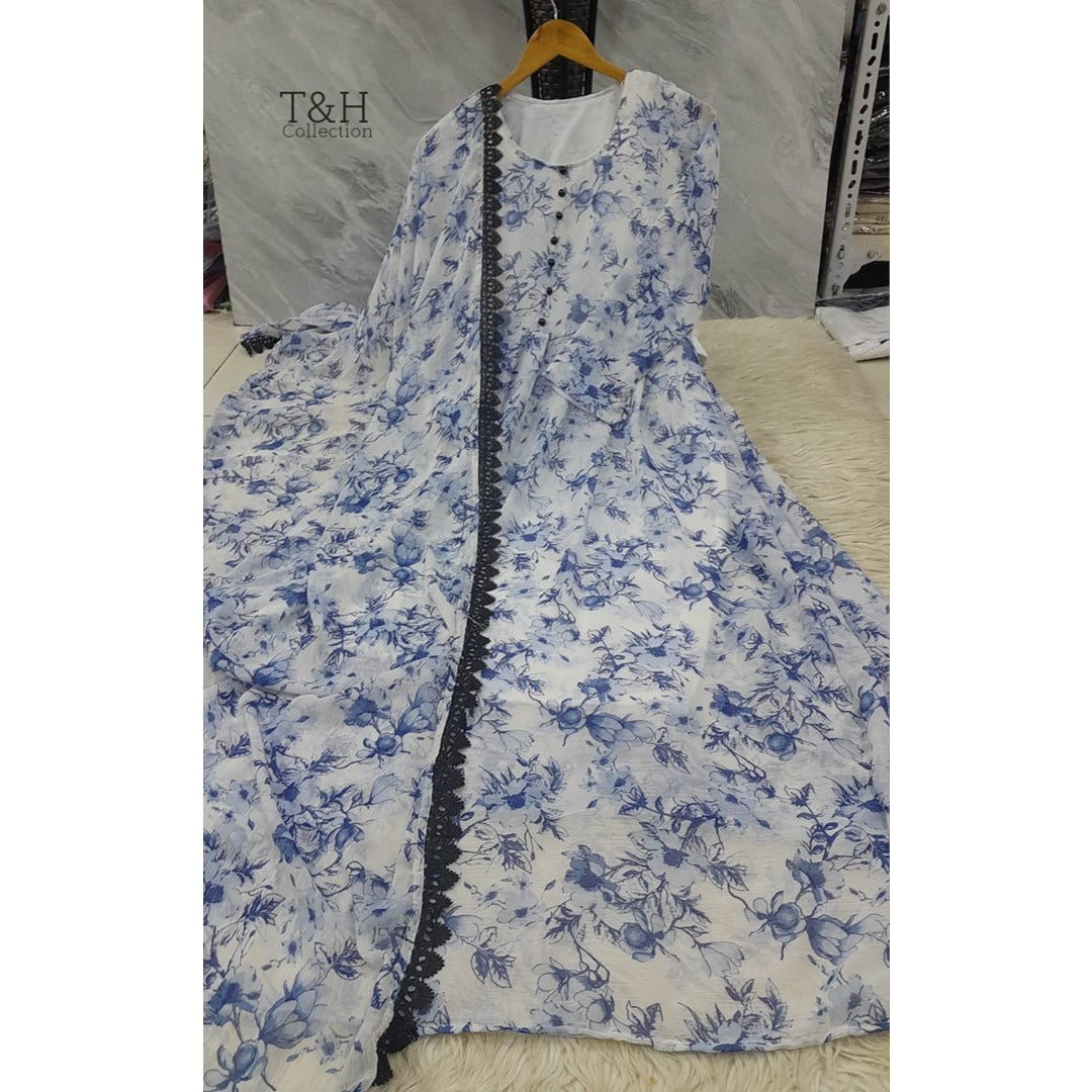 Elegant Chiffon Maxi with Matching Dupatta – New Arrival ✨