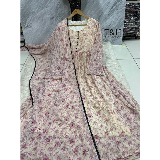Elegant Chiffon Maxi with Matching Dupatta – New Arrival ✨