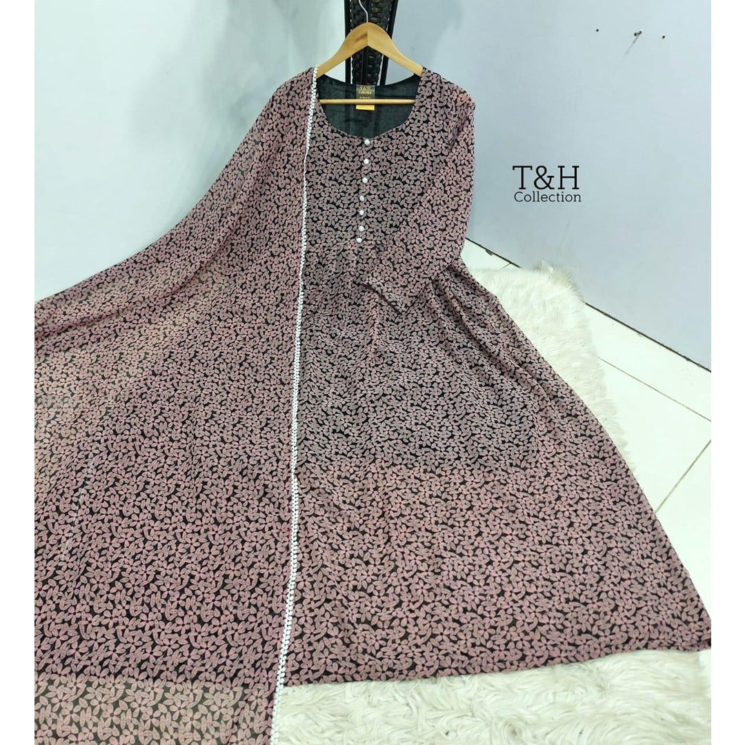 Elegant Chiffon Maxi with Matching Dupatta – New Arrival ✨