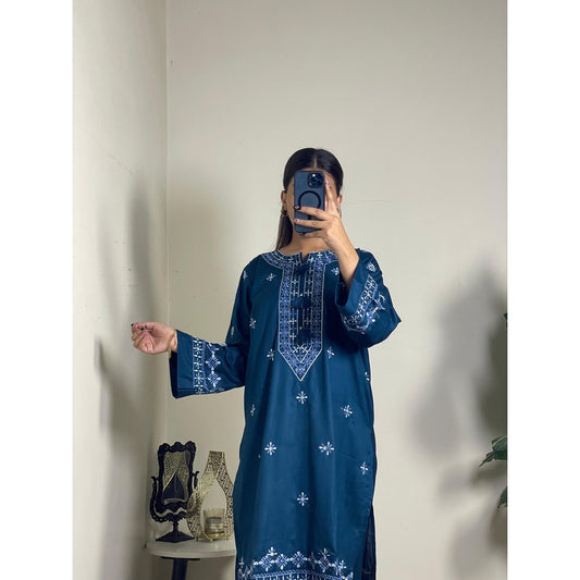 Embroidered Cotton 2-Piece Suit