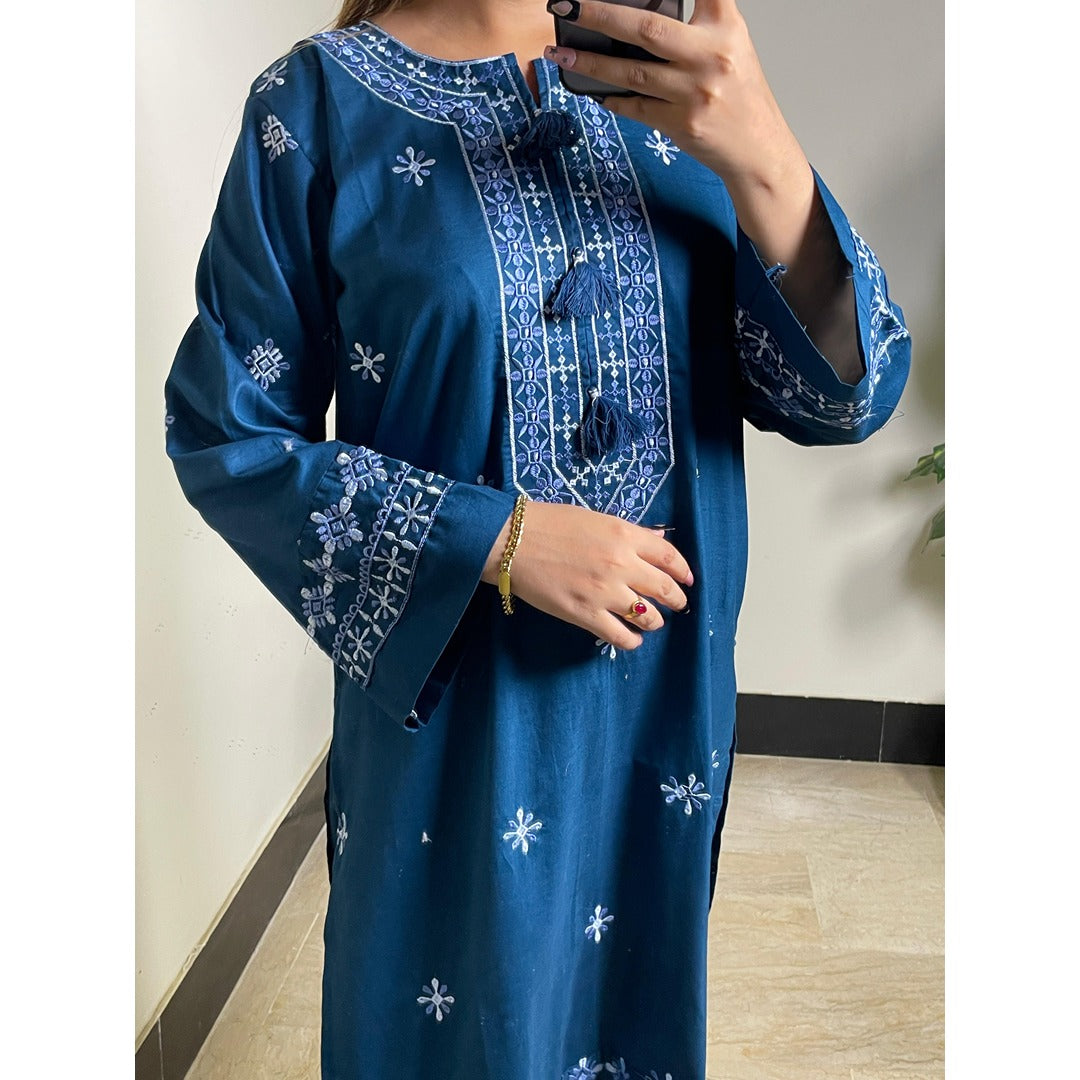 Embroidered Cotton 2-Piece Suit