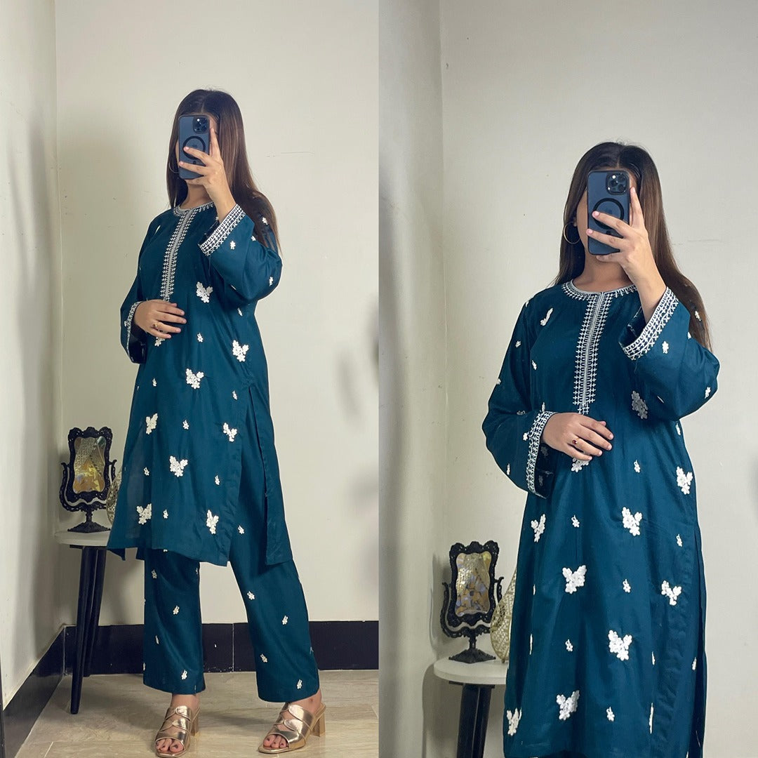 Casual Wear 2 Piece Cotton Embroidered Suit | Clearance Sale