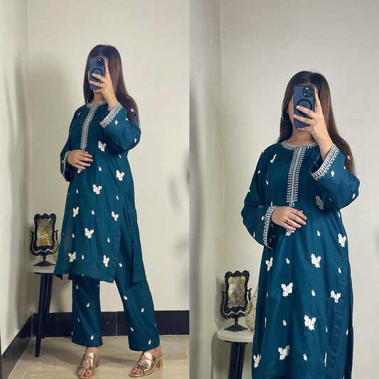 Casual Wear 2 Piece Cotton Embroidered Suit | Clearance Sale