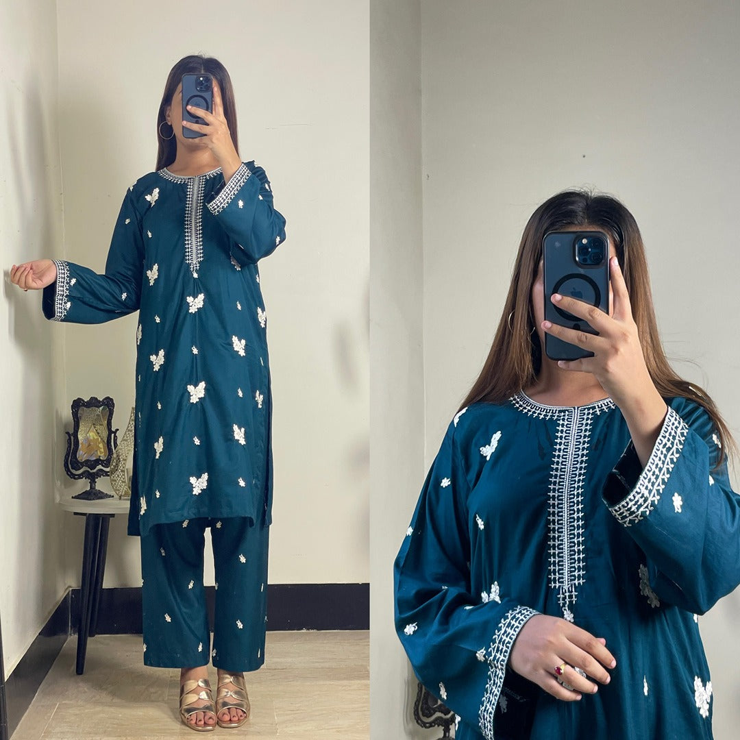Casual Wear 2 Piece Cotton Embroidered Suit | Clearance Sale