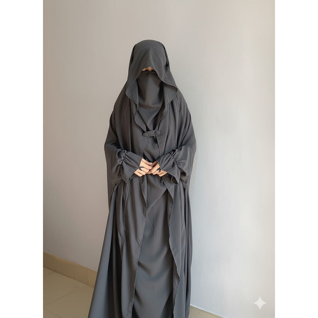 Saudi Jilbab – Premium Peach Nida Fabric (Full Coverage Abaya Style)