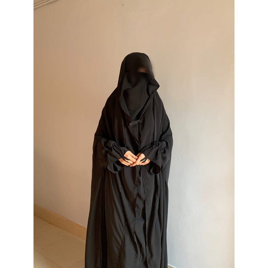 Saudi Jilbab – Premium Peach Nida Fabric (Full Coverage Abaya Style)